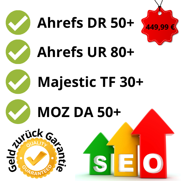 Domain Rating 50 + URl Rating 80 + Trust Flow 30 + Domain Autorität 50
